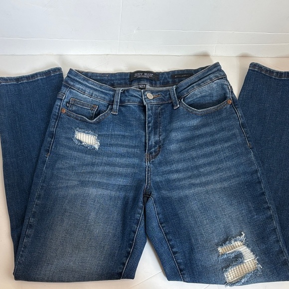 Judy Blue Boyfriend Fit blue jeans style #JB88306 MD distressed w embellisnments - Picture 1 of 16